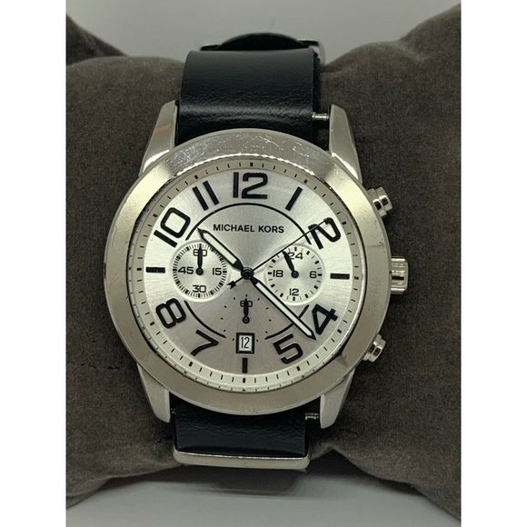Michael Kors MK8290 Men\'s Black Leather Analog Sil main image 6